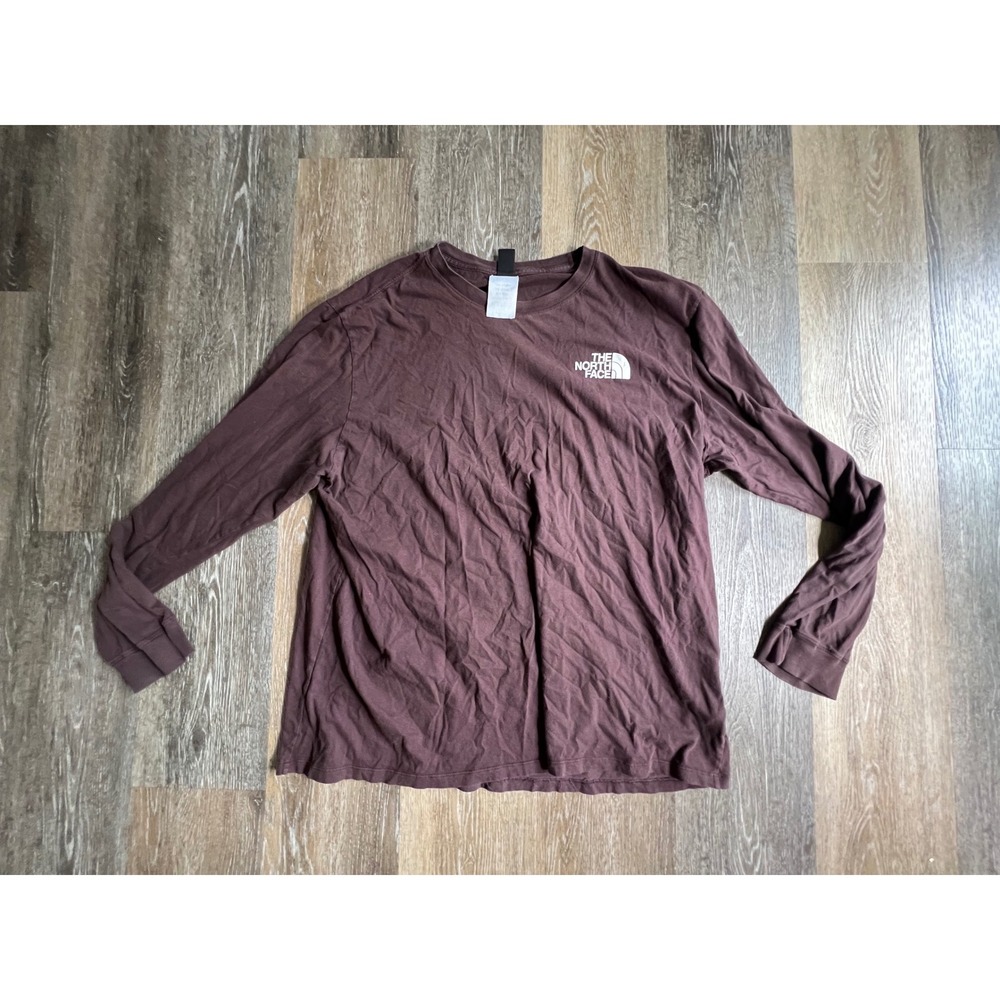 The North Face Graphic T-Shirt Mens‎ XXL Burgundy Long Sleeve Circular Design